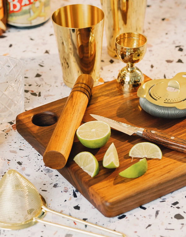 Cocktail & Bar Board with Wood Muddler