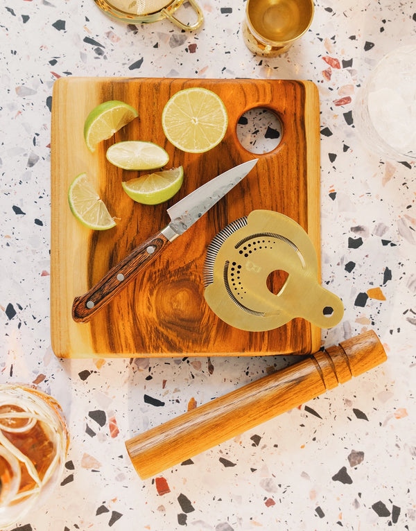 Cocktail & Bar Board with Wood Muddler