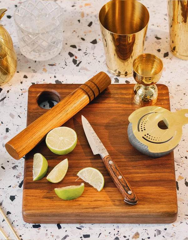 Cocktail & Bar Board with Wood Muddler