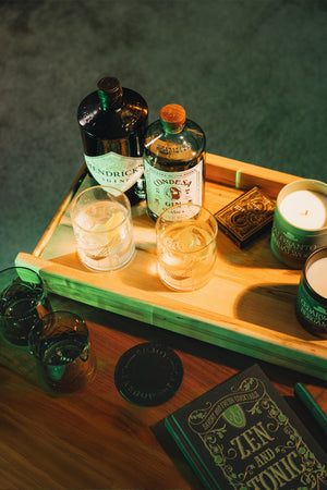 Large Wood & Brass Serving Tray