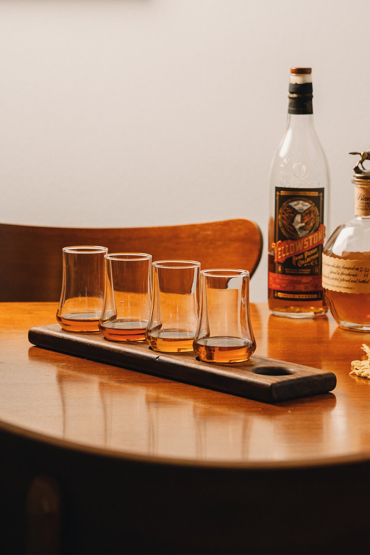Whiskey Flight Tray For Four Glencairn Whiskey Glasses - Made From A