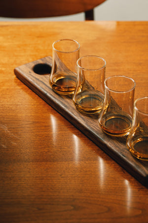 Whiskey Flight Tasting Board with 4 Glasses